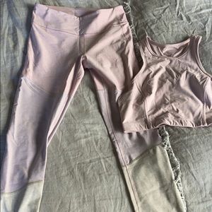 Outdoor Voices Pink Landscape Legging & Bra